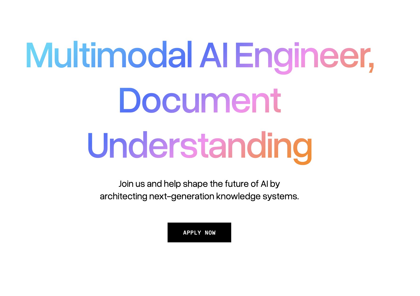 We’re looking for strong AI engineers to help us build specialized agents for document understanding. It’s an extremely technical role, and a blend ...