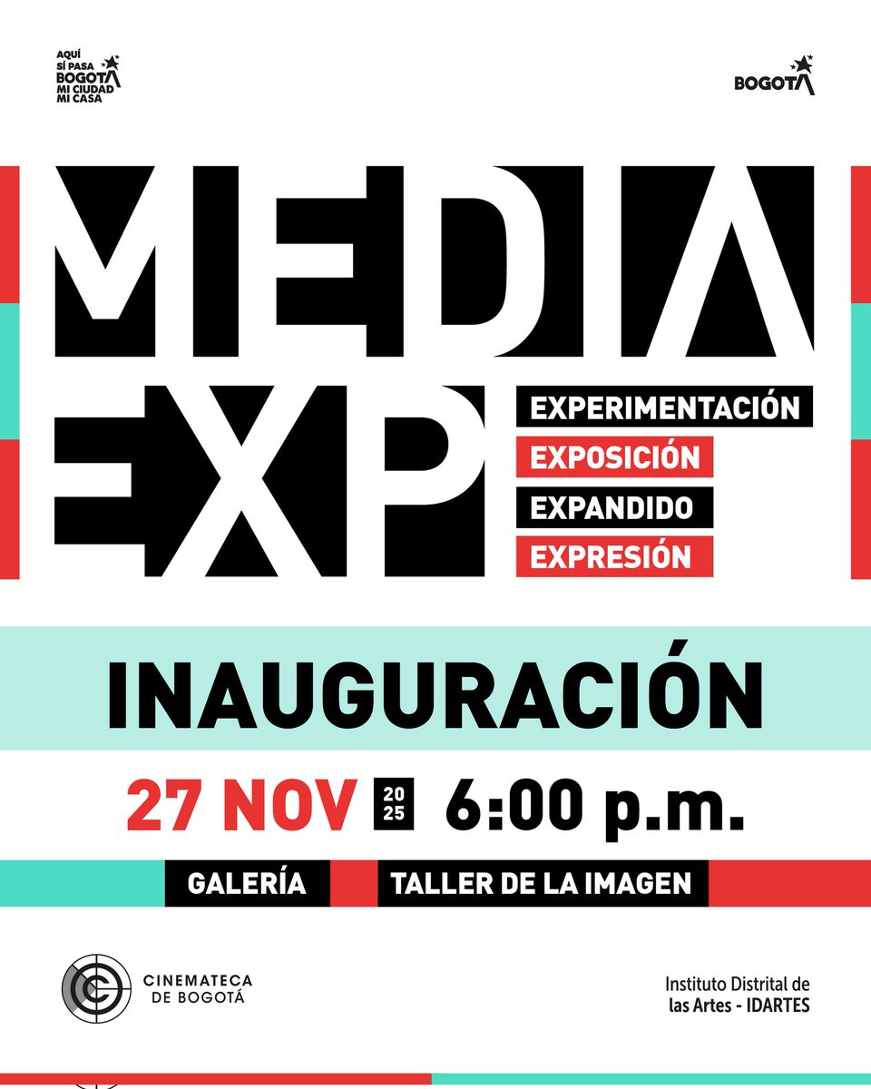 CinematecaBta's tweet image. La Cinemateca de Bogotá invita a la inauguración de #MediaExp2025, una exposición-laboratorio que recoge el espíritu del #MediaLab: un espacio para experimentar, analizar y jugar con nuevas formas de creación en las artes audiovisuales. 🎛️

Entrada libre. 🎟️

#AquíSíPasa