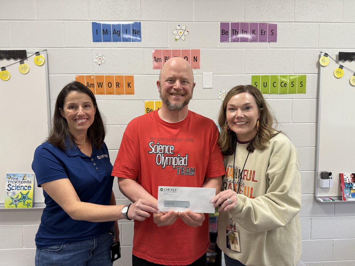FreeHomeES's tweet image. Coach Furstenberg was awarded a grant from Sawnee EMC. The grant is to purchase supplies and materials for the Free Home Science Fair.  Way to go @FreeHomeRocket !