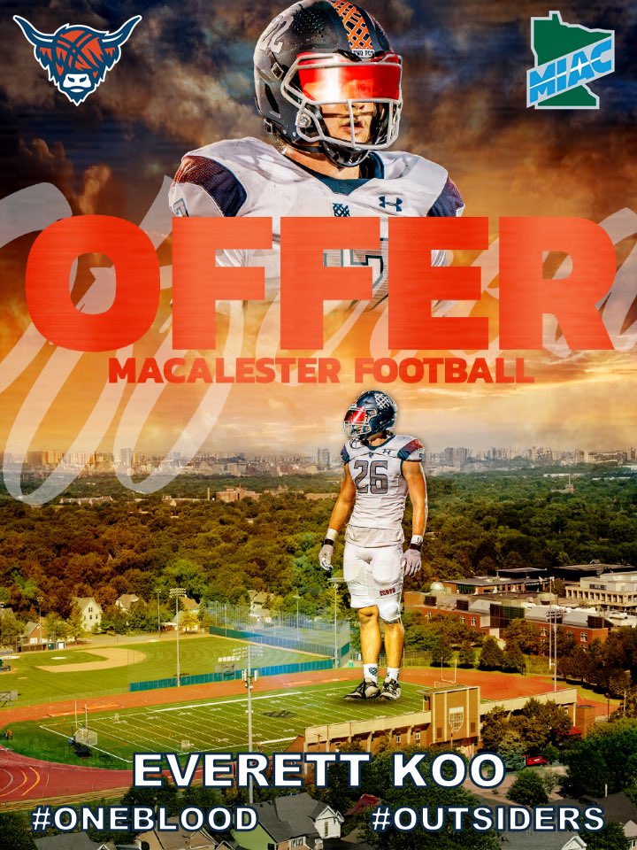 EverettKoo's tweet photo. After a great conversation with Coach @Phil_Nicolaides I’m extremely grateful to have received an offer to play for @MacalesterFB‼️‼️
@gbowman26 @CoachNickFlora https://t.co/8mTwVSfhOI