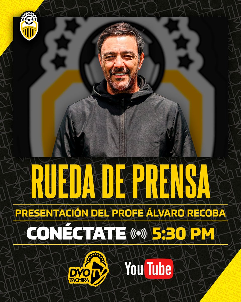 DvoTachira's tweet image. 📲 Aurinegros por el 🌎, te invitamos a formar parte de la fiesta de bienvenida que tendremos en Pueblo Nuevo 🏟️

👉 Conéctate a DVOTACHIRA TV a las 5:30pm para que observes, EN VIVO, la rueda de prensa y posteriormente, la presentación a la hinchada del profesor @Chino_Recoba20…