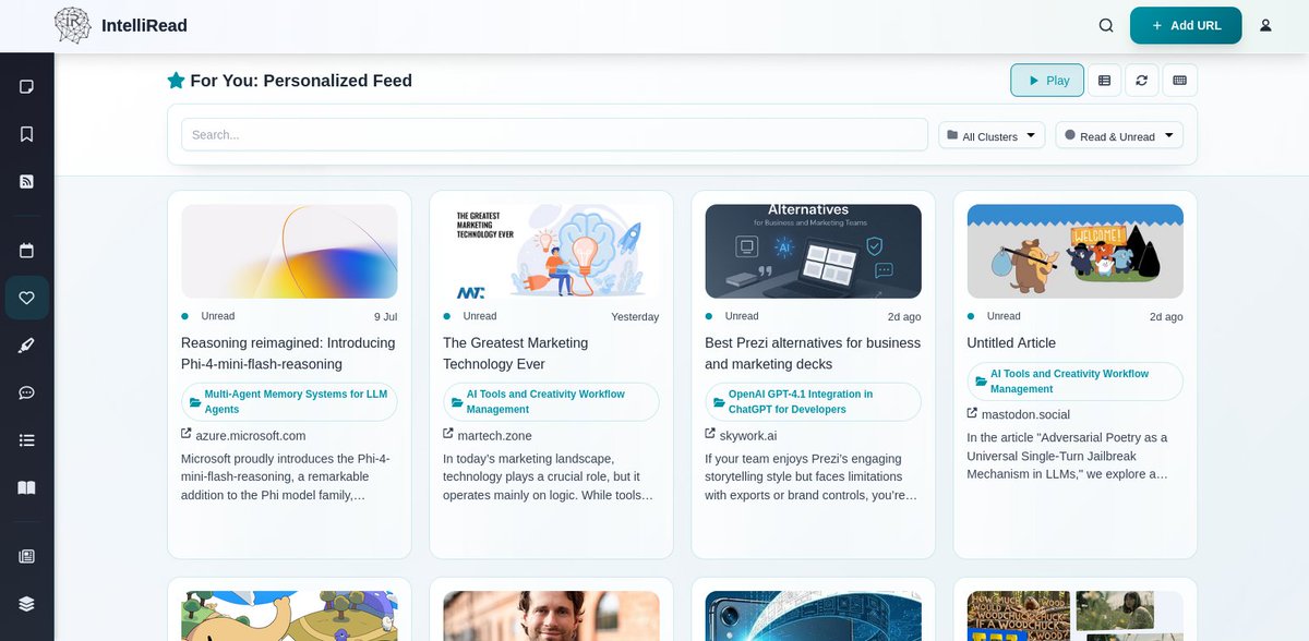 gauthampai's tweet image. A redesigned &quot;For You&quot; page.

#buildinpublic #feedreader