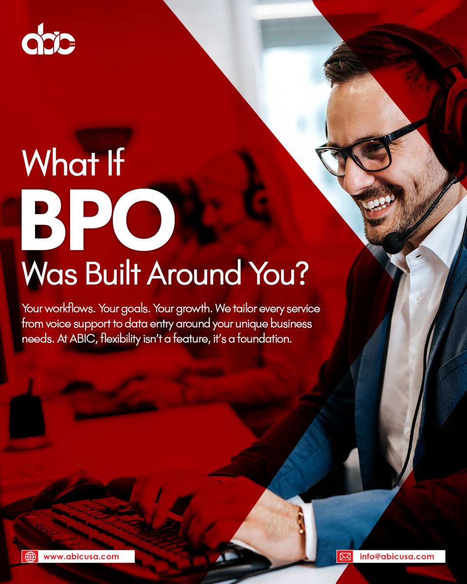 abicusallc's tweet image. At ABIC, our BPO adapts to you — not the other way around. Built for your goals.

#CustomSolutions #ClientFirst #FlexibleSupport #VoiceAndData #BPOYourWay