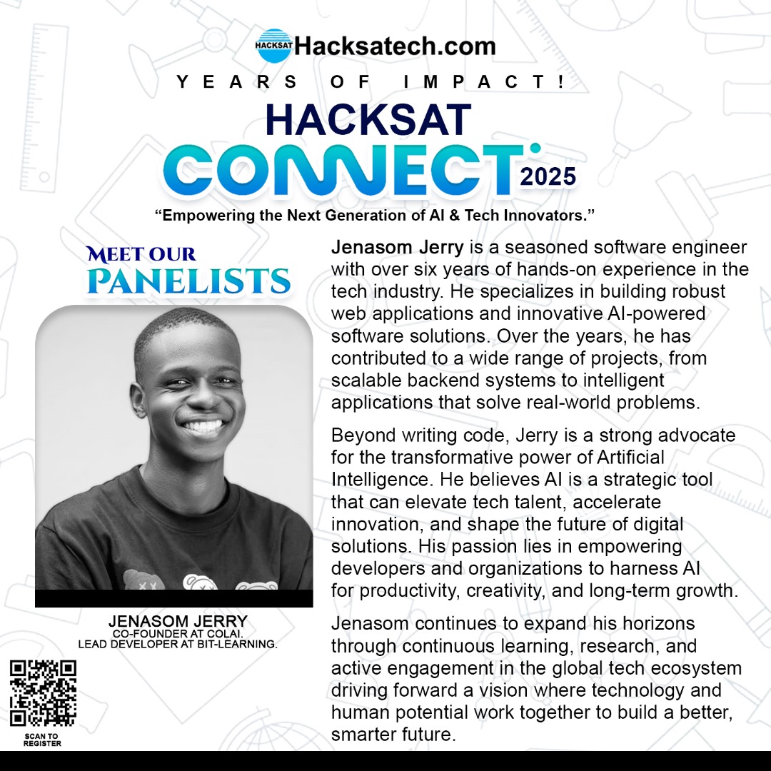 Hacksatechltd's tweet image. Meet our Panelist for Hacksat Connect 2025! 
A standout thought-leader bringing unique insight, experience, and clarity to the conversation on innovation and the future of tech.
Get ready for brilliance on the panel!#HacksatConnect2025 #Hacksat #TechLeadership #PanelistSpotlight