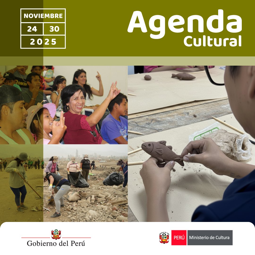 MinCulturaPe's tweet image. ¿Buscas nuevas experiencias esta semana? 👀

Nuestra #AgendaCultural trae cine, talleres creativos, exposiciones, presentaciones y actividades gratuitas para disfrutar en espacios culturales del país.

👉 Descarga la programación aquí: gob.pe/es/i/7427073
