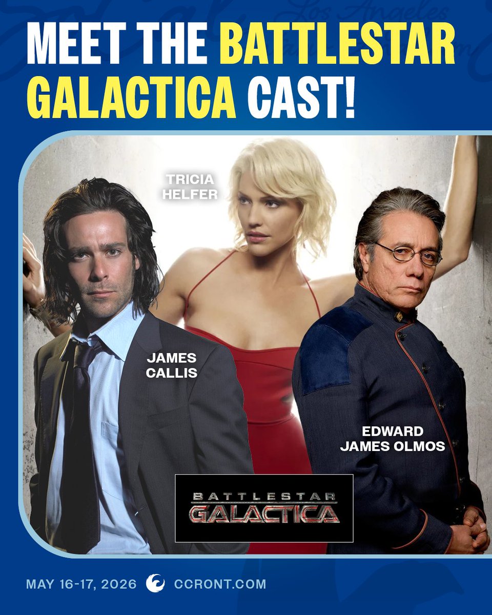 ComicConRvltn's tweet image. 🚀 Don't miss stars from TV series #BattlestarGalactica at #ComicConRevolution! Meet @trutriciahelfer #EdwardJamesOlmos &amp;amp; #JamesCallis for autographs, photo ops, panels + more!

Tickets: CCRTix.com
#comiccon #inlandempire #ontariocalifornia #losangeles #triciahelfer