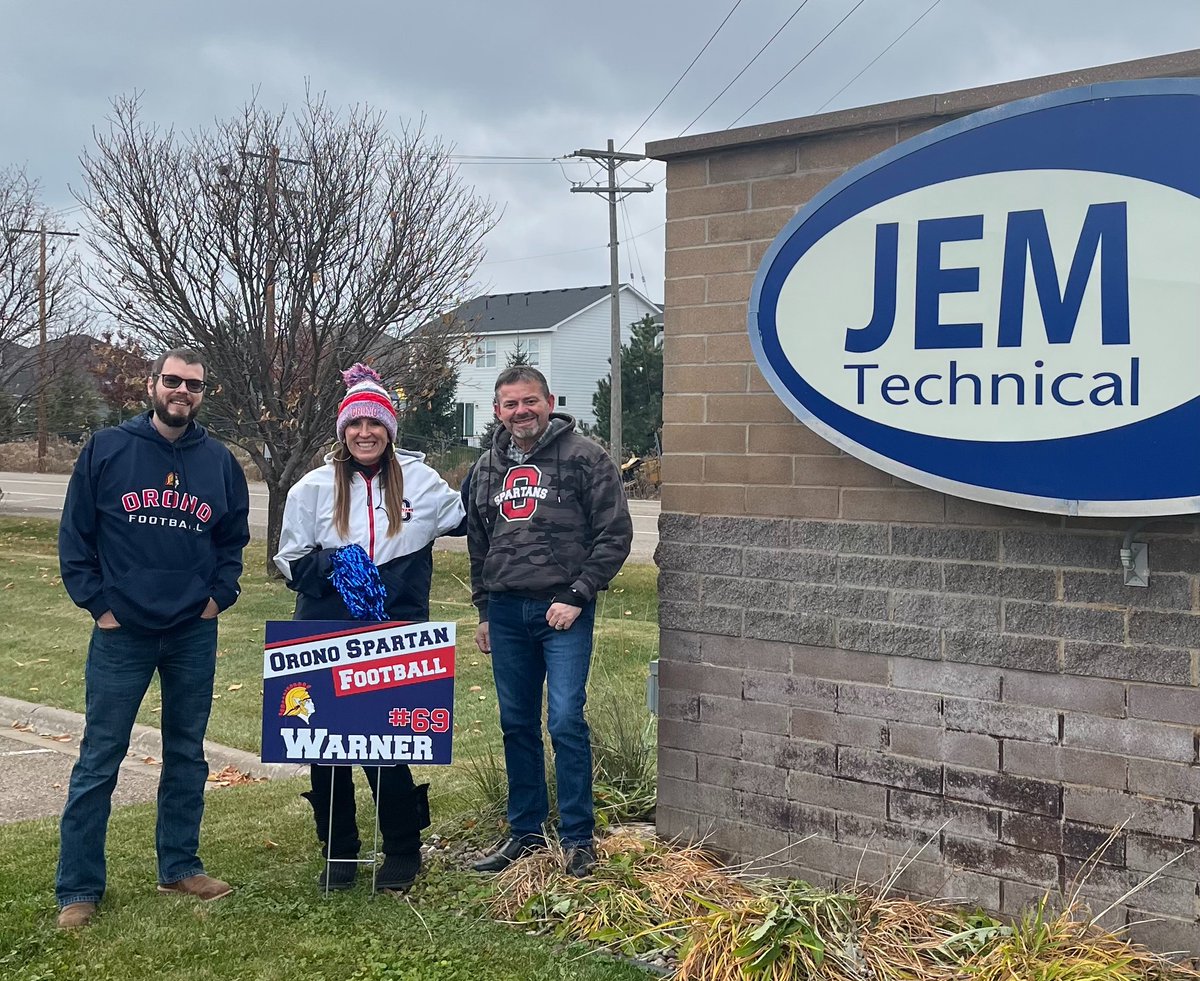 JEMTechnical's tweet photo. It’s game day for the Orono Spartans! Our JEM Technical team kicked off the morning with a meeting-turned-pep-rally to cheer them on. Good luck at the state championship at US Bank Stadium this afternoon. The whole community is proud of you.

#OronoSpartans #JEMTechnical https://t.co/ij7tYkY5R5