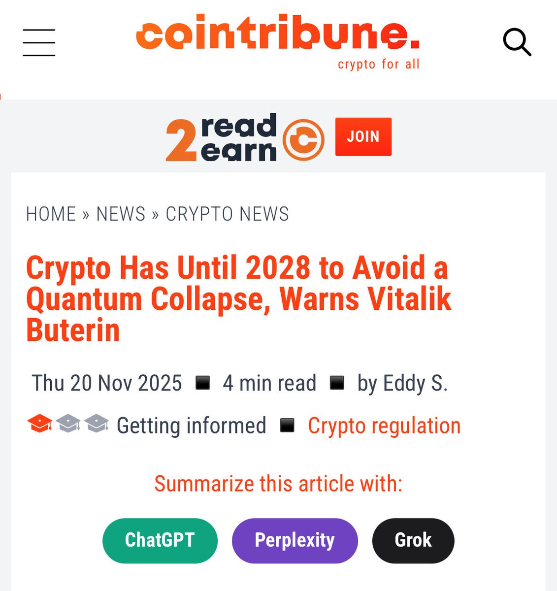 MakeGoldGreat's tweet image. 🚨VITALIK WARNS CRYPTO QUANTUM HACK AS EARLY AS 2028.

I’d be shocked if they hadn’t thus already cracked it behind closed doors.

The advances in quantum are coming exponentially faster than expected - yet would be only a fraction of classified actual capability.