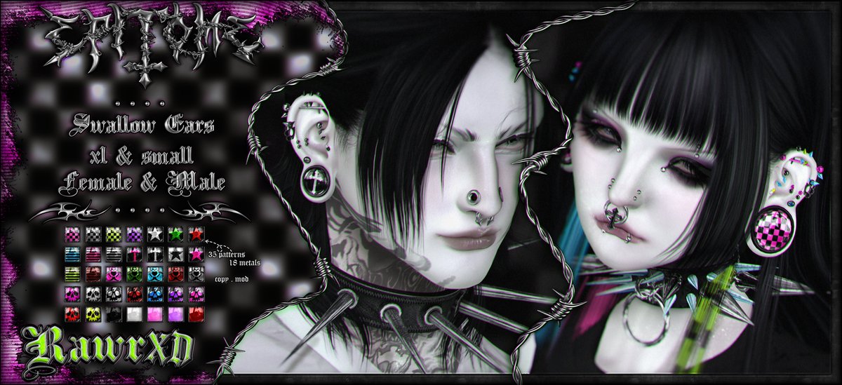 SedatedDoll's tweet image. Ƹ̴Ӂ̴Ʒ New release! 
Epitome &apos; RawrXD  
Available now @ Sabbath 

 For Swallow Ears 
♱ .- 
✩ Female - XL + Small 
✩ Male - XL + Small 
 
✩ Copy/Mod