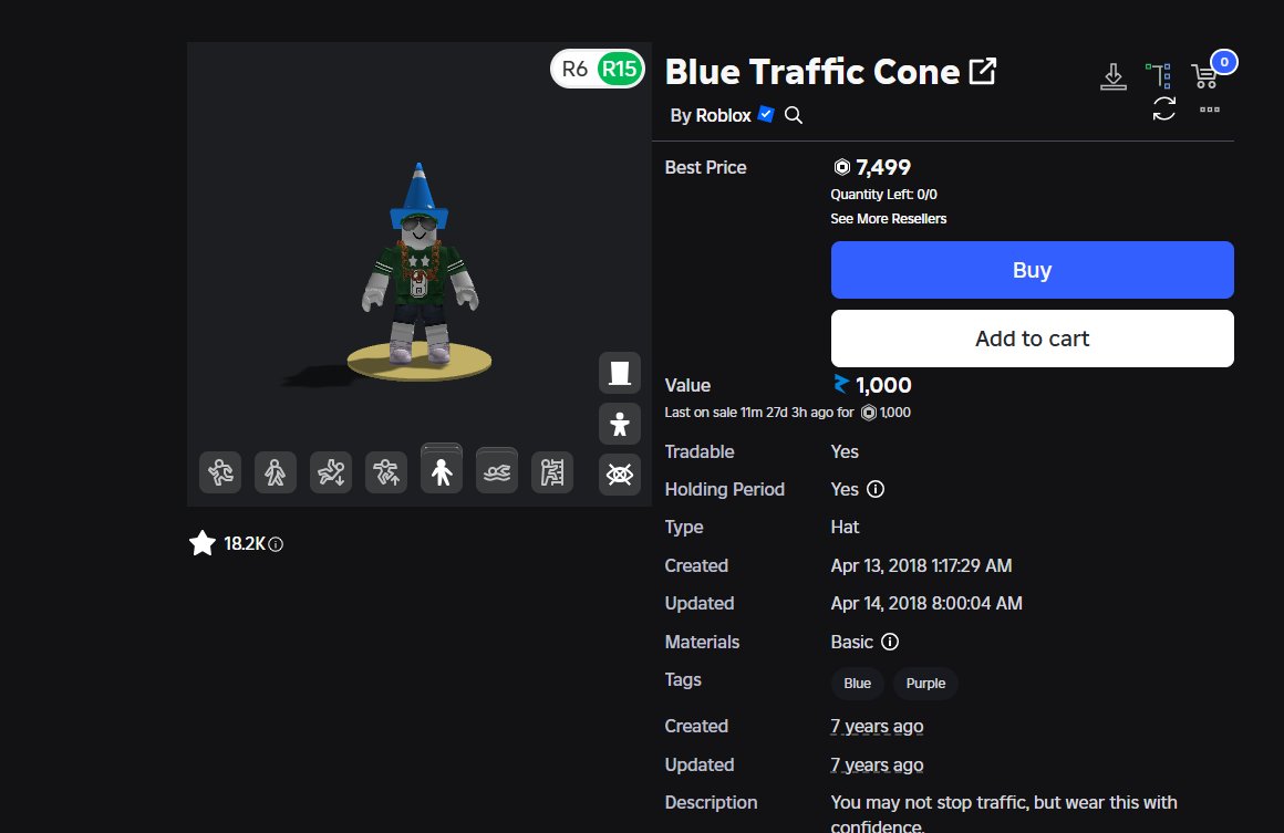 legolover999's tweet image. Blue Traffic Cone went limited 

#roblox #robloxnews