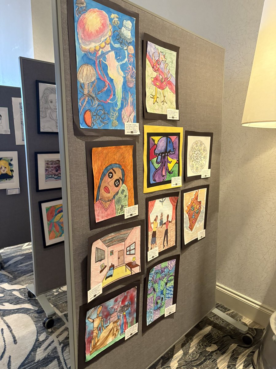 VAartED's tweet photo. We loved seeing the stunning displays of student work from the Northern Region! Thank you to all the teachers who submitted pieces—your students shine! 🌟🎨 #VaArtEd25 https://t.co/0HN0YWx9b7