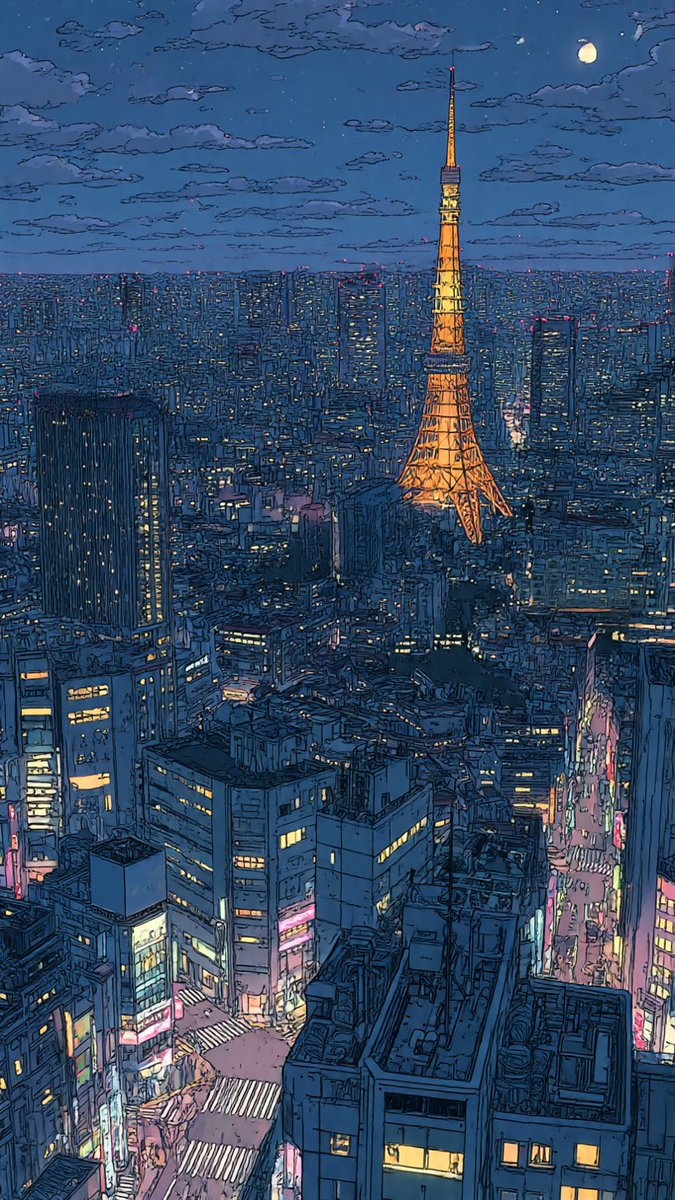 fer92767's tweet image. In the quiet pulse of the city, I found a skyline that never sleeps —
a place where neon dreams rise higher than the moon.

#TokyoNights #AnimeArt #CelShading #AestheticVibes #CityLights #ArtOfTheDay