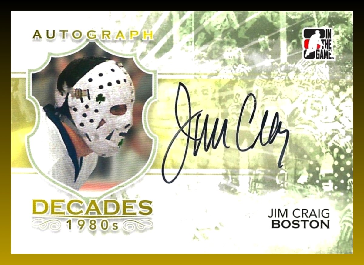 It’s a "Miracle on Ice" for today’s edition of #SignatureSaturday!

This 2010-11 In The Game Decades 1980s Autograph card features a brilliant hard-signed signature of #TeamUSA legend #JimCraig while with the #BostonBruins.