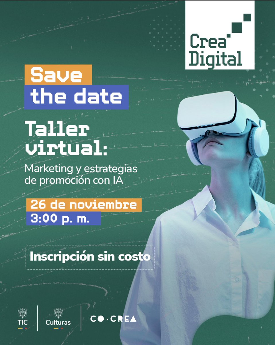 Ministerio_TIC's tweet image. #CreaDigital  | 🚀 Haz crecer tus audiencias con IA: diseña campañas más rápidas, precisas y con contenido que realmente mueve a tu comunidad. Aprende a transformar datos en decisiones y creatividad en resultados. 
👉 Regístrate ya: forms.office.com/r/ZDZm1u0DTg 
#ConDignidadCumplimos