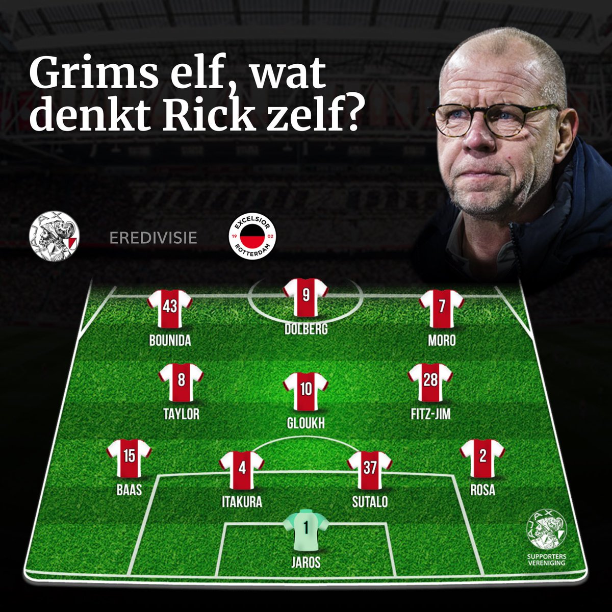 rickvstr's tweet image. Grims elf, wat denkt Rick zelf? #ajaexc #grimself