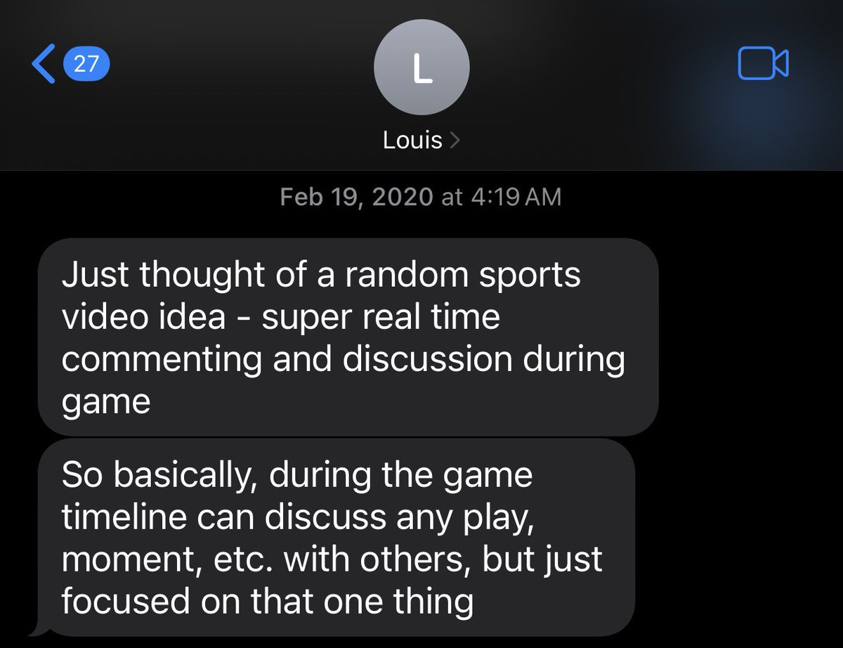 I was one of the first to edit sports highlights to music on Vine in 2014. 

Haven’t stopped building sports audiences since.

6 years later, my oldest brother sent me the idea that became Real (<a href="/realapp/">Real Sports</a>). 

Today, Real fuels millions of sports conversations weekly and rivals