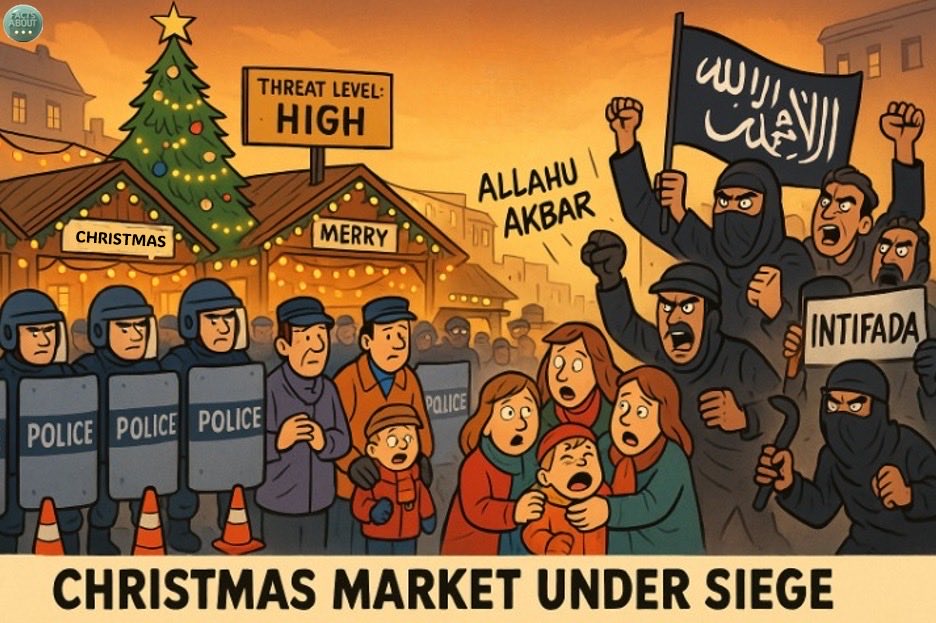 destinationXIX's tweet image. You see the pattern first in Europe’s Christmas markets: disruptions, intimidation, and the sense that Christian holidays need police protection just to exist. Islamists aren’t targeting these spaces because of Gaza, or Israel. They’re doing it because Christian public life is a…