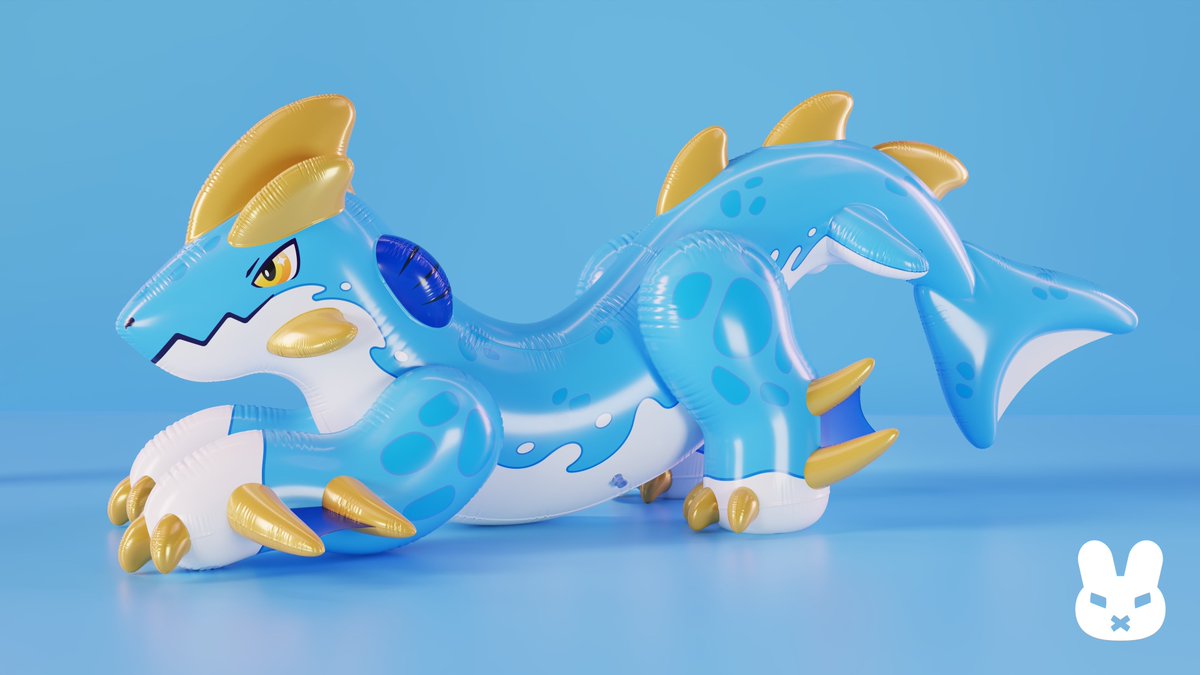 InflataBun's tweet image. Trident the inflatable shark dragon🦈

#inflatable #pooltoy #dragon