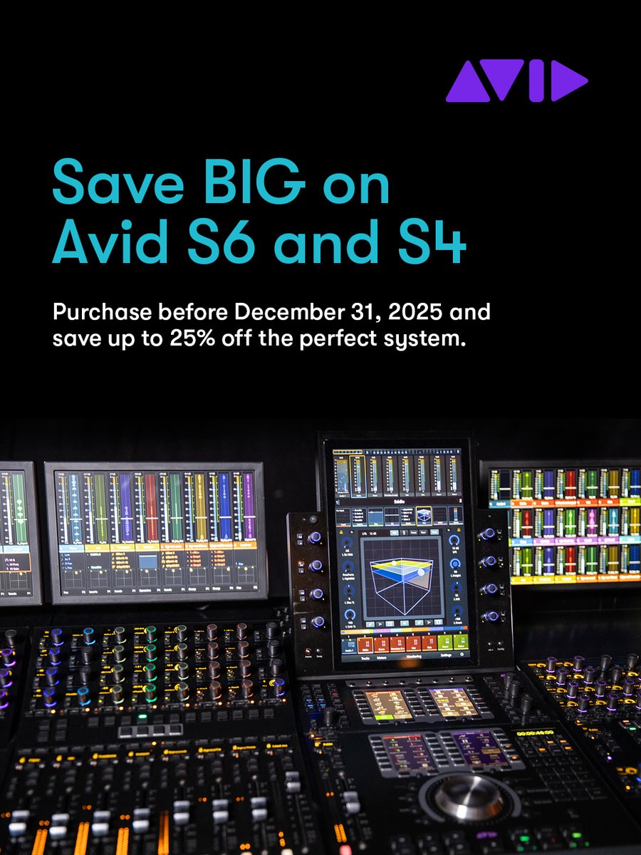 AvidProTools's tweet image. Save BIG on Avid S6 and S4 control surfaces — Build the perfect system and save up to 25% 

▶️ avid.co/1LcI50XvSWI

#avids4 #avids6 #eucon #controlsurface #mixing #recording #avidprotools #protools #avid #daw