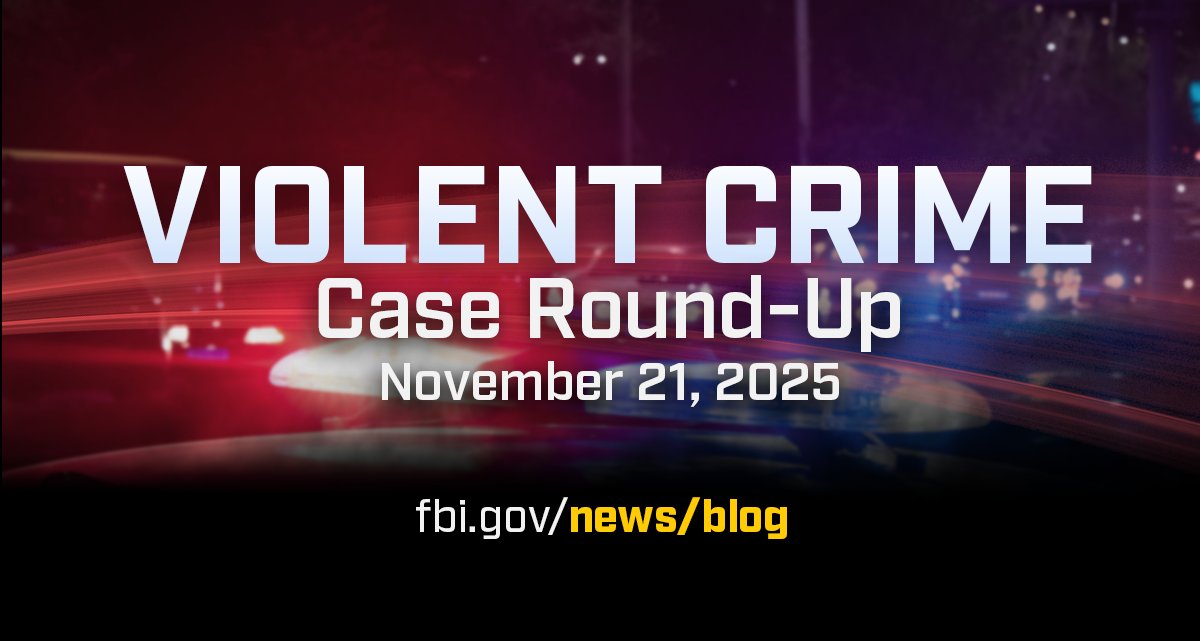 FBI's tweet image. The FBI plays a crucial role in combating violent crime nationwide. Read this recent round-up of violent crime stories: fbi.gov/news/news-blog…