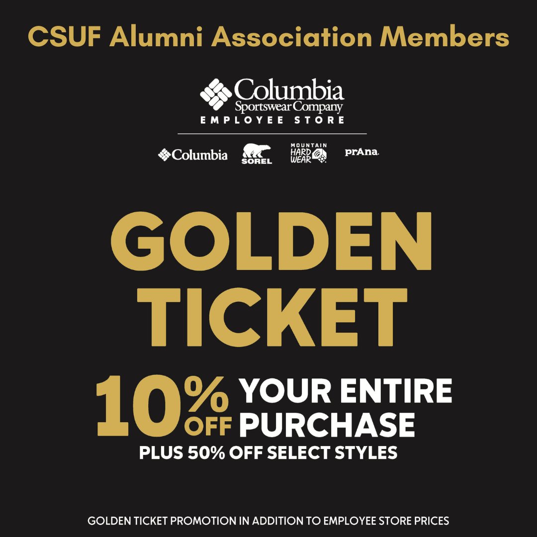csufalumni's tweet image. Alumni Association members! Be sure to check your membership benefits email to access this Columbia Sportswear discount at its employee store. This deal is valid starting today until December 14th. Be sure to check your email for other upcoming deals for the holiday!