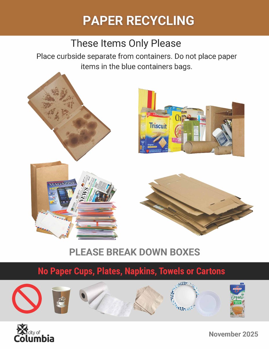 COMOSustain's tweet image. 📦𝗥𝗘𝗖𝗬𝗖𝗟𝗜𝗡𝗚 𝗨𝗣𝗗𝗔𝗧𝗘! Fibers and cardboard will now be diverted from the landfill for residential customers. (You can recycle cardboard, newspapers, office paper, magazines, junk mail, etc.) We would like to remind residents to flatten their cardboard and NOT put…