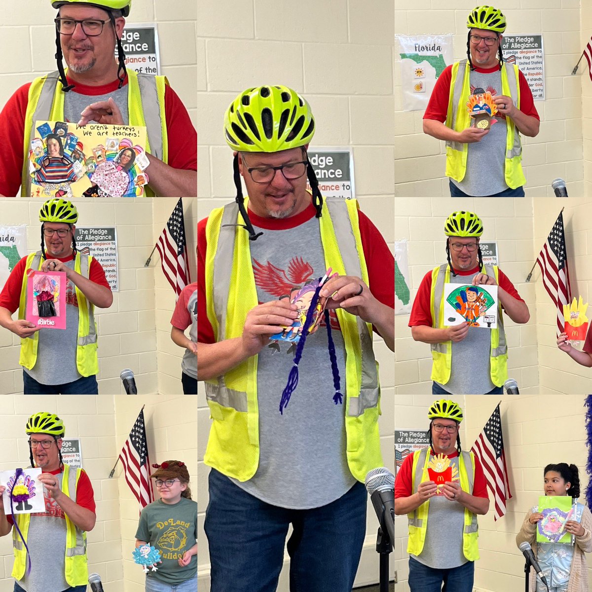 Dr. Nehrig pardoned several Kindergarten and First Grade turkeys this morning. These students’ turkeys were disguised so they were spared! 🥸 🦃