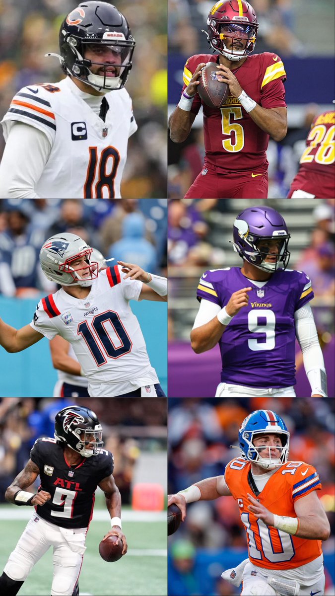 FrontSevenPod's tweet image. Caleb Williams. 
Jayden Daniels.
Drake Maye.
Michael Penix. 
JJ McCarthy.
Bo Nix.

6 Qb elegidos en primera ronda el año pasado, 6 QB en su segundo año.

¿Quien h tenido mejor carrera hasta ahora?
¿Quien tendrá mejor futuro?

⬇️⬇️⬇️⬇️⬇️⬇️