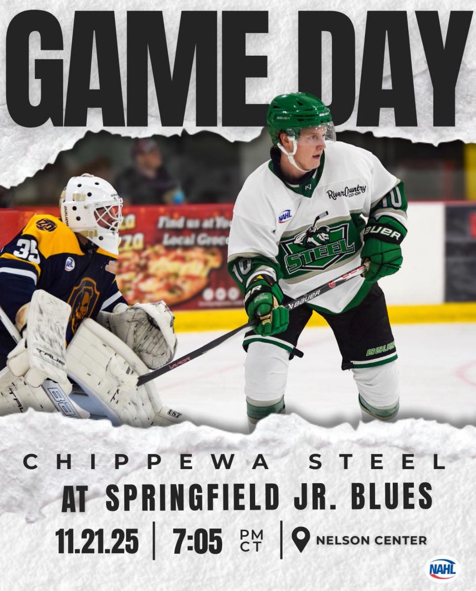 chippewa_steel's tweet photo. 🟢GAMEDAY⚫️
⏰ 7:05 pm CT
🎵vs @Jr_Blues
📍Nelson Center
📺 Watch on https://t.co/o6lHBPKKYj or follow along updates here!
#SteelStrong https://t.co/AqxjRx9hMU