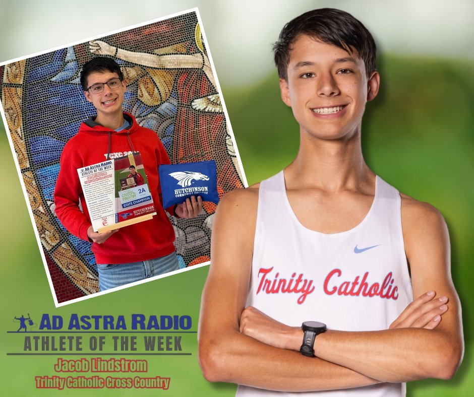 This morning Ad Astra Radio presented Trinity Catholic School senior Jacob Lindstrom with his Athlete of the Week plaque and gift from Hutchinson Community College.
Lindstrom was recognized earlier this month for his accomplishments in Cross Country.  adastraradio.com/adastra-sports…