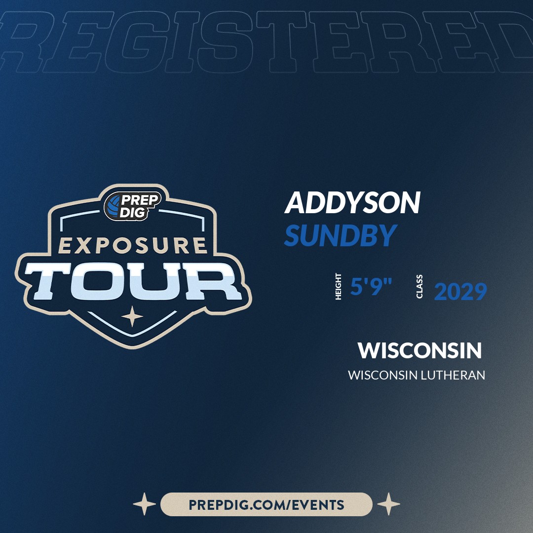 PrepDigWI's tweet image. Welcome Class of 2029 Addyson Sundby (@addysonsundby) of Wisconsin Lutheran to the @PrepDigWI Showcase on November 29th @ AP Sports Complex. 

🔥🏐 #PDExposureTourWI 🏐🔥

Register NOW! 👇  events.prepdig.com/e/2018/registe…