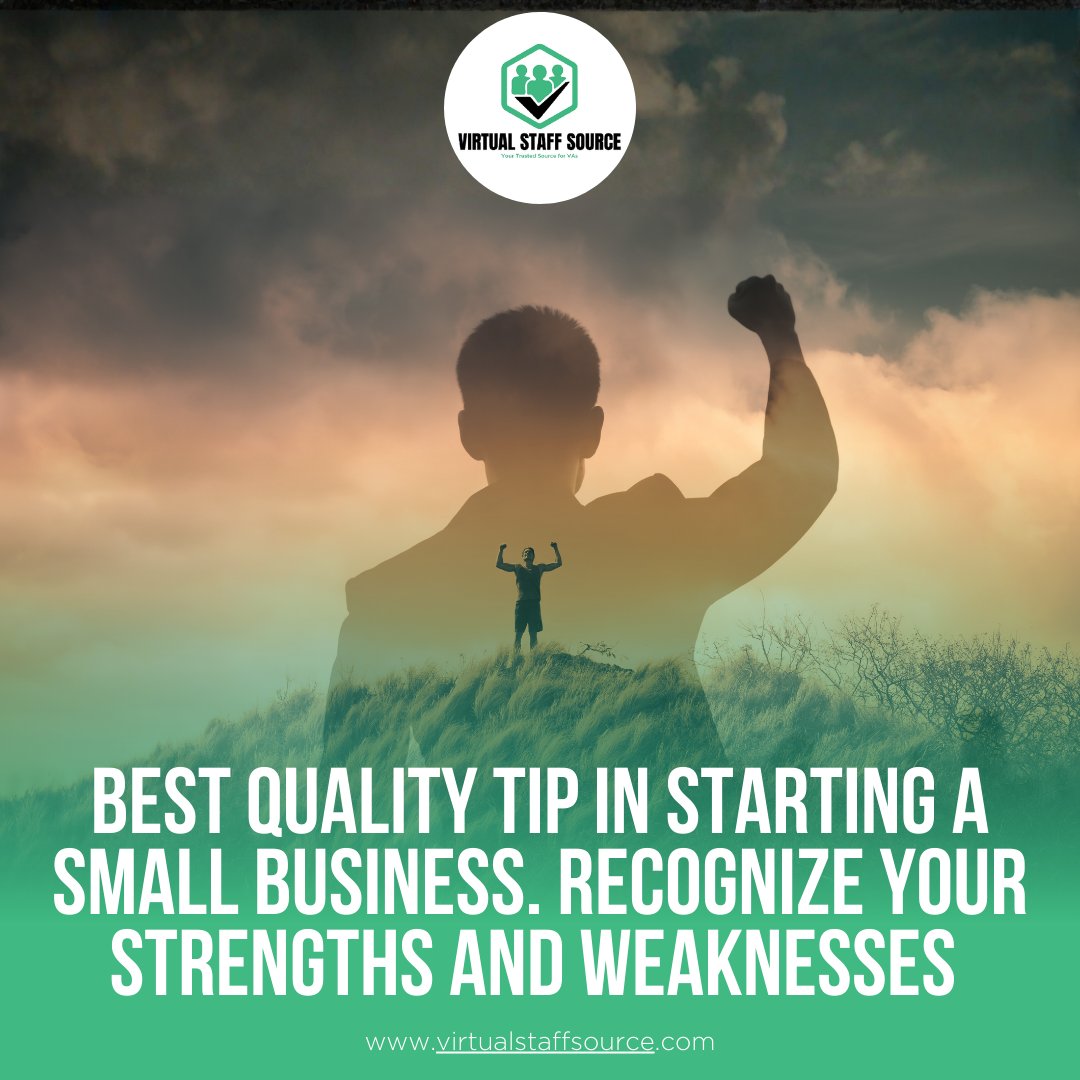 VirtualStaffSrc's tweet image. Best tip for small business success: know your strengths and weaknesses! 

Hire a virtual assistant to help with areas that need extra support. Book a call with us today. 

Click the link in our bio. 

#VirtualStaffSource #VirtualAssistant #SmallBusiness #DigitalMarketing