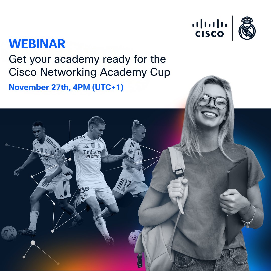 CiscoNetAcad's tweet image. 🚀 Calling EMEA Cisco NetAcad Instructors! 

Join our upcoming webinar about participating in the Cisco Networking Academy Cup. Learn how to collect points, explore winning strategies, and get a sneak peek at Phase 2. Plus, a live Q&amp;amp;A session!

Register: cs.co/60107Y3Vi
