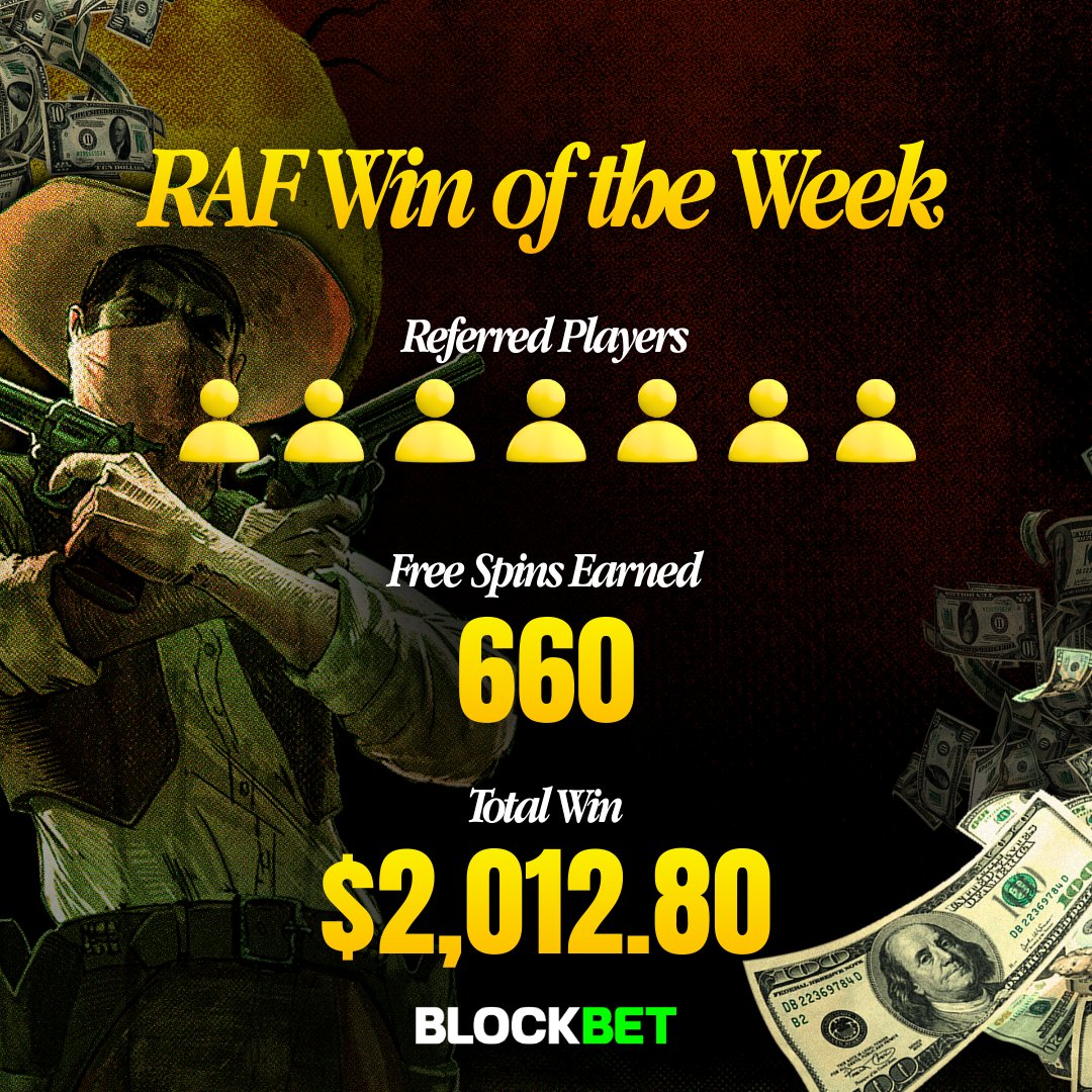 No bear markets in referrals. 

7 referrals → 660 free spins → $2,012 cashed on Wanted. 💵

It's that simple. Grab your link. 

Start earning: l.blockbet.gg/referrals 🌐