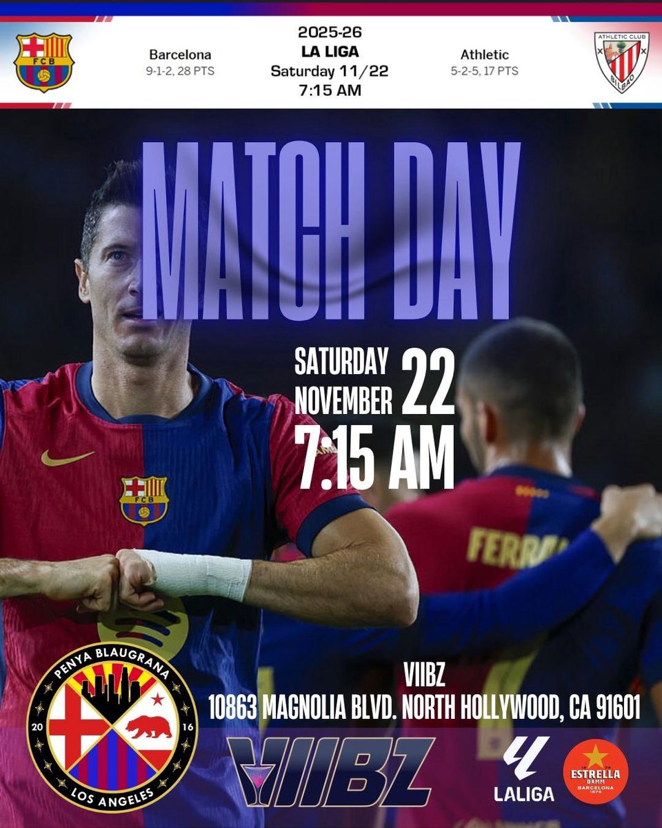 The long awaited return! 
This weekend Saturday 7:15AM
Come re-open the Spotify Camp Nou
With your favorite Blaugrana Penya!
After several years away from our true home FcBarcelona will once again play upon the Camp Nou pitch. 
Come grab a cold Estrella and some breakfast.