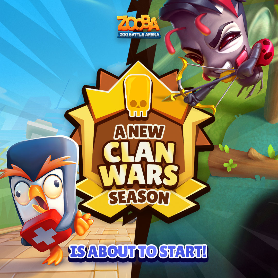 Hey Zoobsters!
A New Clan Wars is almost here! Call your crew, set your team, and get ready to charge into the Arena.

The action starts on Friday, November 28th.

Jump into our Discord through the link in bio to find teammates and join the war!

#Zooba #ZoobaBattleRoyale
