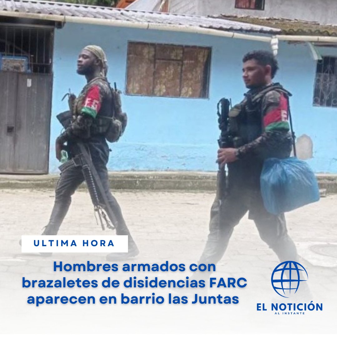Residentes del barrio Las Juntas, en el cantón Espejo del Carchi, denunciaron la presencia de al menos diez hombres armados con uniformes y brazaletes de la disidencia FARC “Fuerzas del Pacífico”.

 El grupo habría ingresado desde Colombia y caminó por las calles del sector.