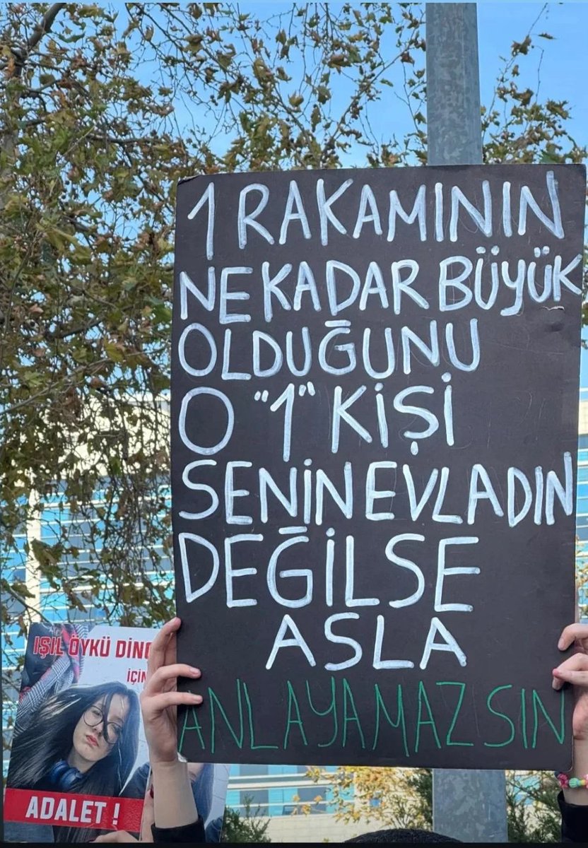 1 rakamının ne kadar büyük olduğunu o "1" kişi senin evladın değilse asla ANLAYAMAZSIN! 

#ışılöyküdinçiçinadalet