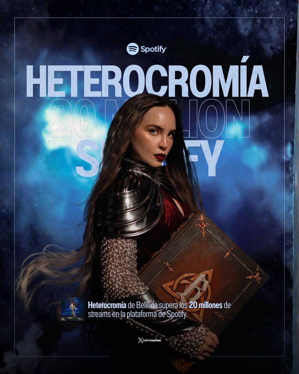 BelindaAccess's tweet image. “Heterocromía” de Belinda ha superado los 20 MILLONES de streams en Spotify.

— Es la canción #6 de “INDÓMITA” en alcanzar esta cifra en la plataforma.