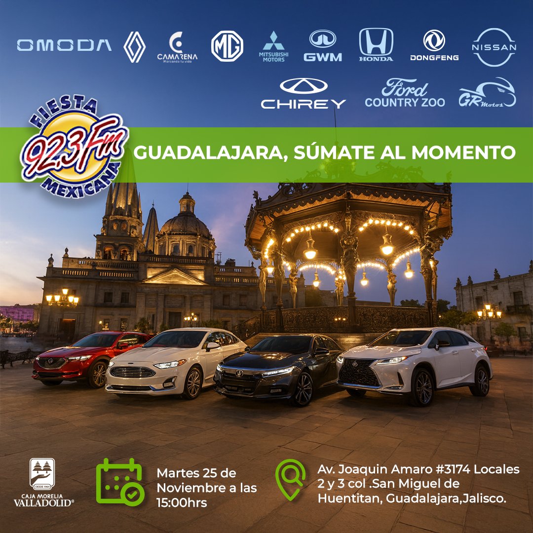 ¡Guadalajara, prepárate para un viaje como ninguno! 🚗🙌​
​
Una experiencia llena de velocidad  te espera para descubrir cómo estrenar ese auto que tanto quieres con planes que se adaptan a ti y la confianza de una institución que crece contigo. ​
​
Este 25 de noviembre, a las