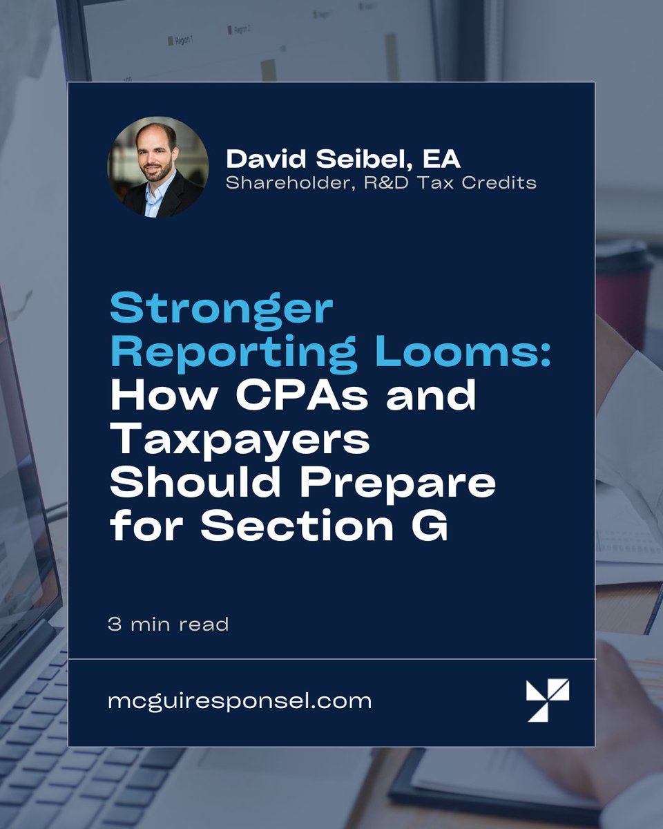 #SectionG of #Form6765 is changing how #RDTaxCredits must be documented. 📘

David Seibel shares what CPAs need to do now to prepare for heightened reporting &amp; build sustainable project-level tracking. Read more: bit.ly/4rfepcu

#RDTaxCredit #TaxCompliance #SpecialtyTax