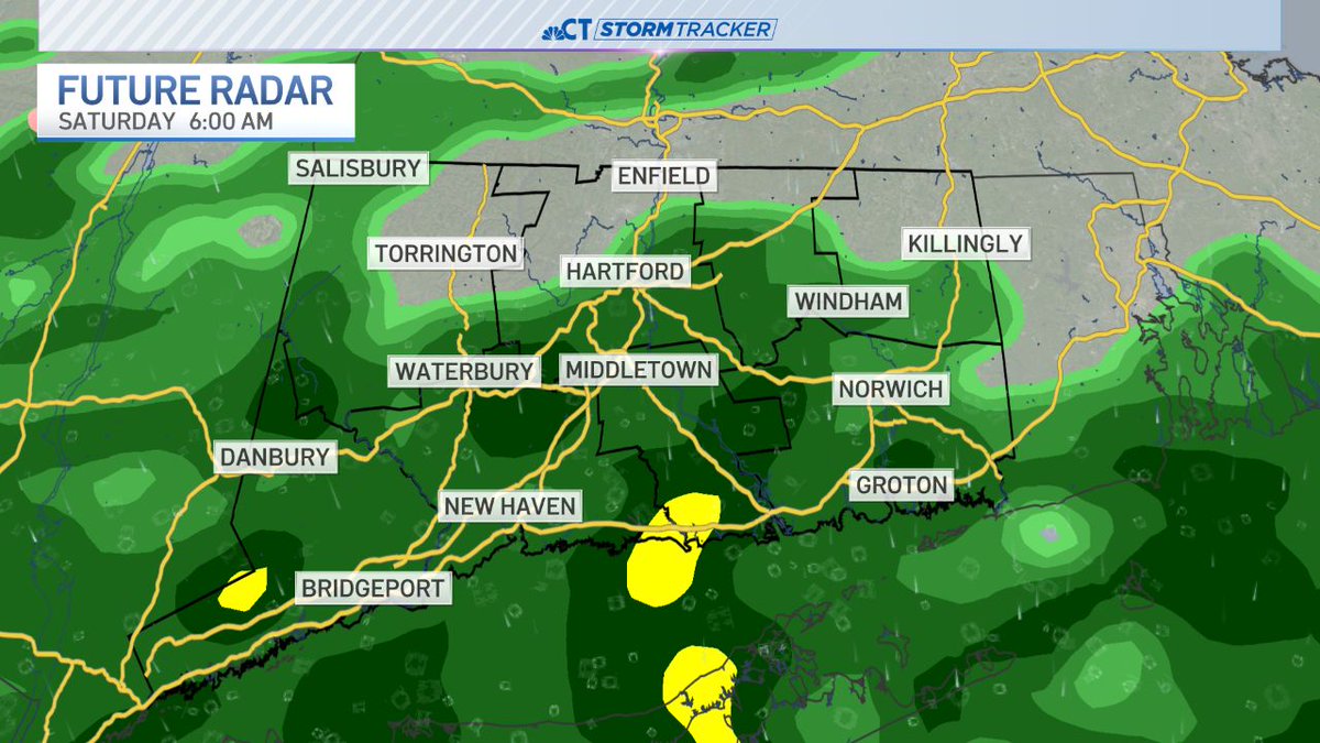 A cloudy evening with some showers moving in by morning. Thankfully, the rain doesn't last too long on Saturday with better weather by midday and afternoon!