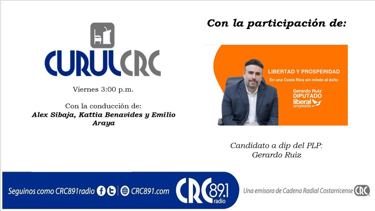 CurulCRC's tweet photo. ¡Iniciamos edición de Viernes! 🎙

Invitado: @liberalcr

Conducen:
@alexsibajag
@Kabemo
@EmilioArayaS

📻: @CRC891Radio

📲:https://t.co/I3ywbZTP1c https://t.co/Lr1on02ZIf
