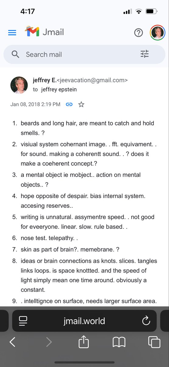 Email Epstein sent to himself. 

This is 100% seed phrase hint