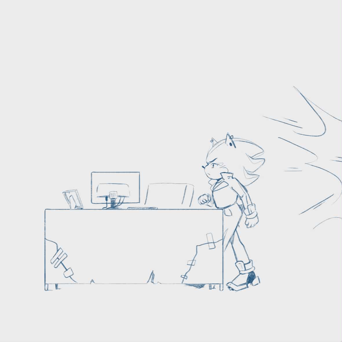 SklearSoul's tweet image. Hello, hello.
No, I'm not dead, just you know, moving house, attending weddings, conventions (Y/con) and more and more sewing. It will help me with my writing.
I hope I haven't lost my touch when it comes to drawing our favourite hedgehogs.

A regular day for shadow 1/