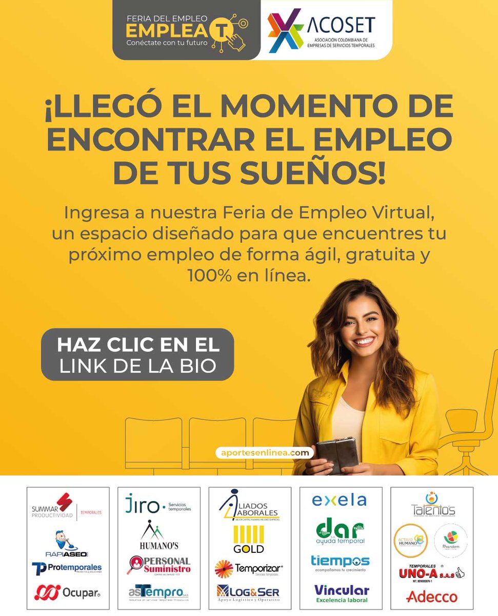 aportesenlinea's tweet image. Inscríbete a nuestra feria del empleo #Emplea-T y aplica a miles de vacantes que tenemos para ti, registrate aquí 👉…adeempleo2025.aulasaportesenlinea.com y recibirás más información 📷.