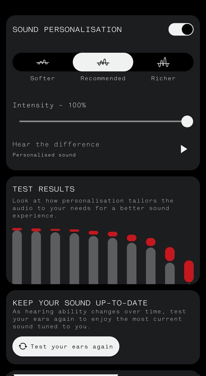 Nothing X sound personalisation appreciation post.

Sad to see how my sensitivity at high frequencies drop tho 🥲