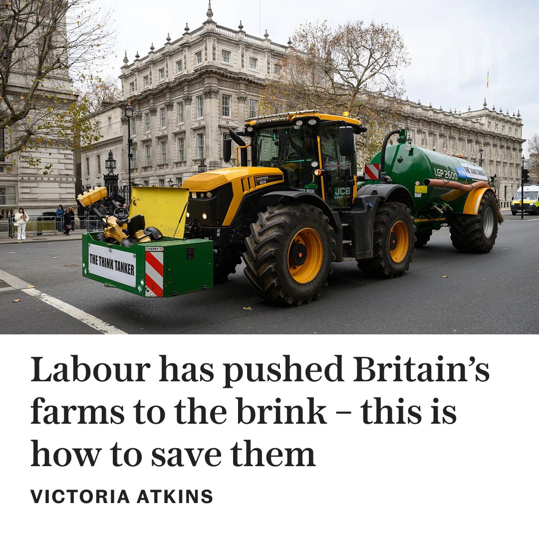 Telegraph's tweet image. ✍️ &apos;The Conservatives recognise the emergency facing the countryside, and the risk that poses to food security&apos; | Writes @VictoriaAtkins

Read the column ⬇️
telegraph.co.uk/opinion/2025/1…