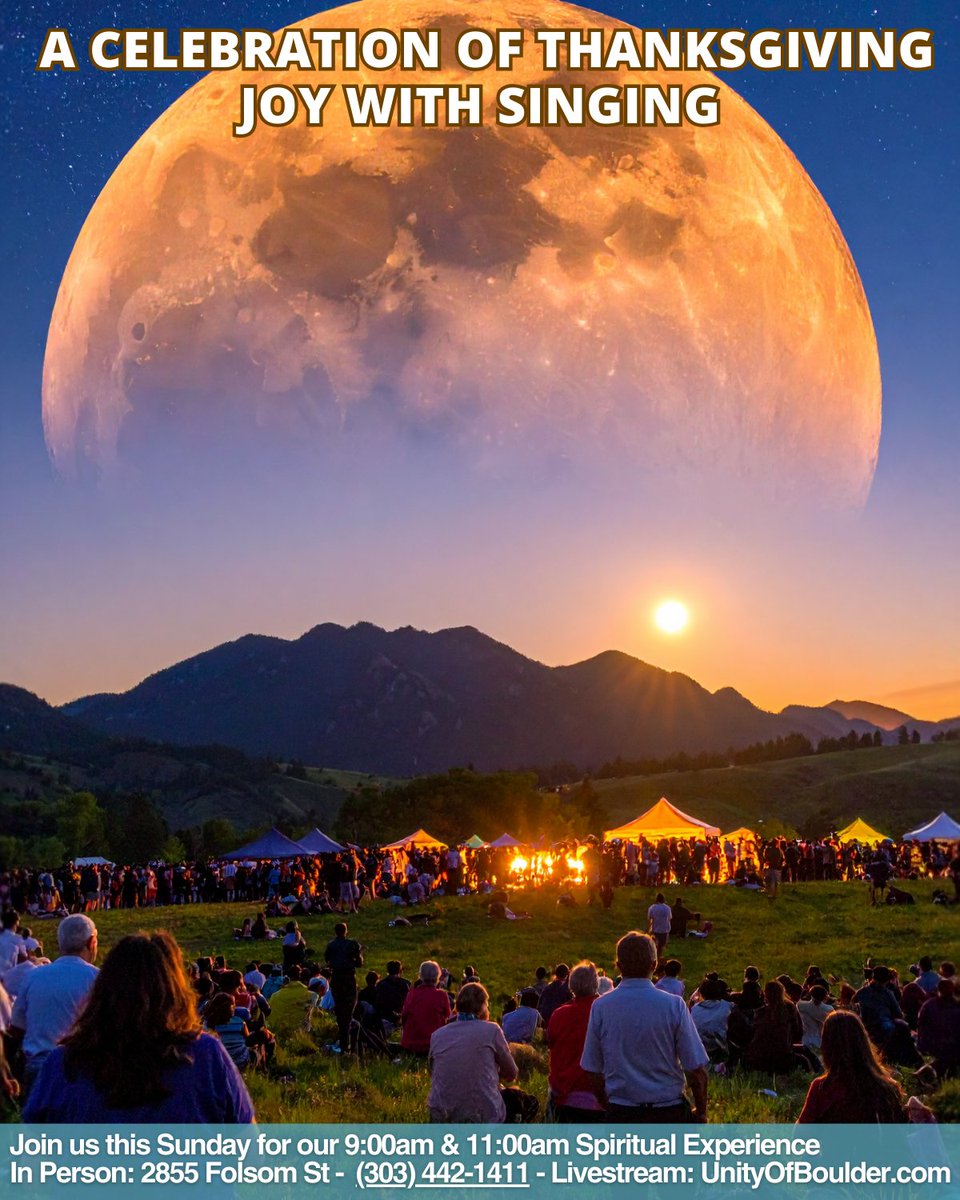 UnityBoulder's tweet image. Let your heart overflow with gratitude!

This Sunday, we are coming together for a special celebration of Thanksgiving Joy through the power of music and singing. As we enter the holiday season, take a moment to pause, breathe &amp;amp; surround yourself with community.

See you there!