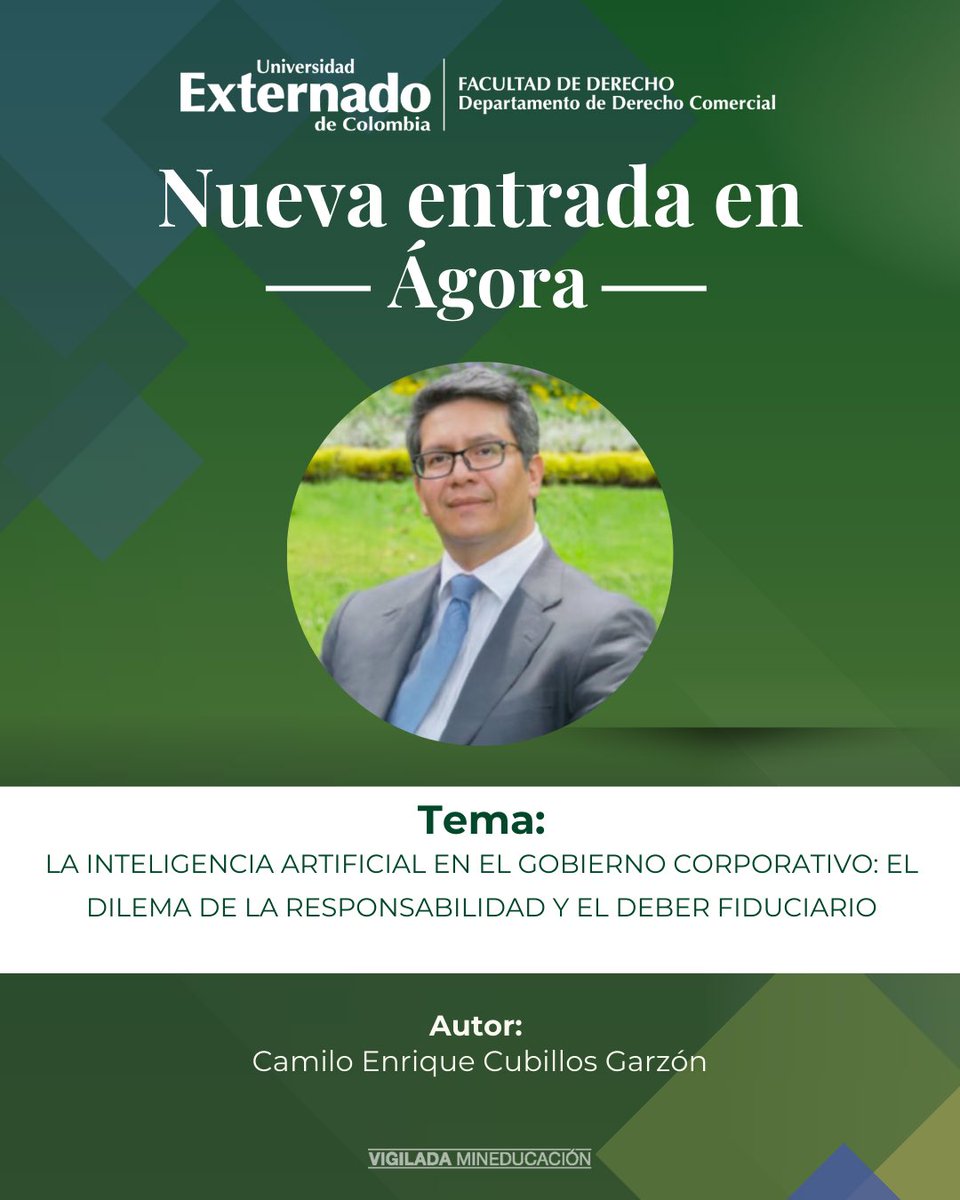 Nuestro docente Camilo Cubillos reflexiona sobre el papel de la Inteligencia Artificial en el Gobierno Corporativo y el dilema que plantea frente a la responsabilidad y el deber fiduciario de los administradores.

🔗 Léelo completo en agoramercatorum.uexternado.edu.co/la-inteligenci….